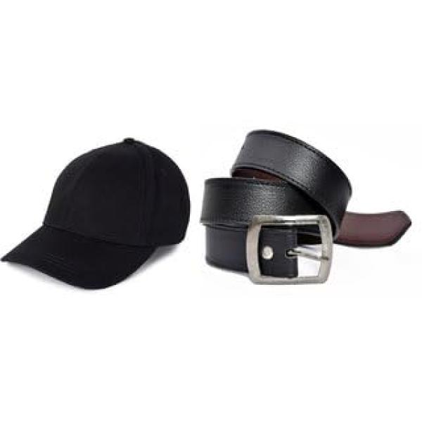 Men’s Premium Accessories Combo – NY Baseball Cap, Leather Belt & Wallet Set (Black & Navy Blue)