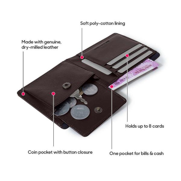 Premium Classic Bifold Wallet for Men – Genuine Leather, Slim Design, 8-Card Capacity, Coin Pocket & Secure Button Closure
