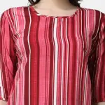 UrbanTraders Casual Women’s Pink Striped Printed Top | 3/4th Sleeves | Stylish Round Neck Top | Latest Trendy Tops for Women