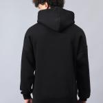 Men’s Black Solid Fleece Hooded Winter Sweatshirt | Logo Print | Warm Casual Wear