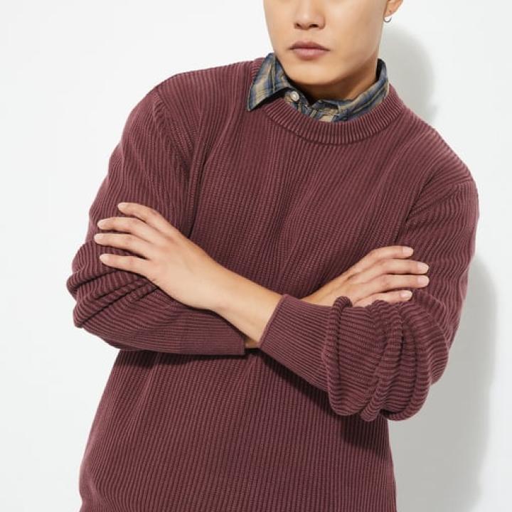 URB_N Men’s Ribbed Cotton Sweater – Full Sleeves, Solid Casual Winter Wear