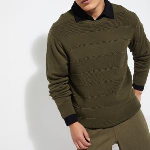 Men’s Textured Knit Sweater – Full Sleeve Winter Wear | Ribbed Crew Neck