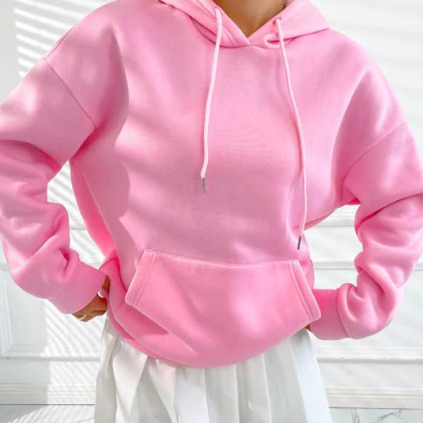 Women’s Pink Back-Printed Oversized Hoodie Sweatshirt – Cozy Winter Wear