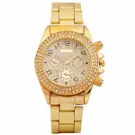 UrbanTraders Luxury Gold Round Dial Diamond-Studded Analog Watch for Men | Premium Stainless Steel Strap | Royal Party Wear Wristwatch