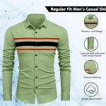 Men’s Casual Cotton Blend Button-Down Shirt – Long Sleeve Solid Regular Fit Spread Collar Shirt