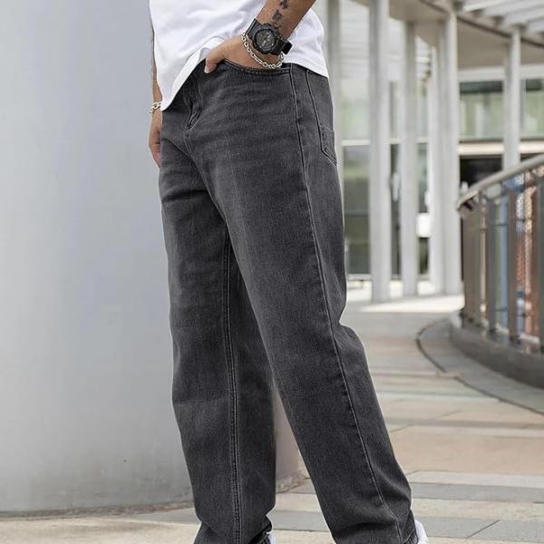 Men’s Straight Fit Mid-Rise Cotton Denim Jeans – Full Length, Casual Wear
