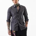 Core Lab Charcoal Grey Slim Fit Shirt for Men – 100% Cotton | Full Sleeves | Classic Plain Casual & Formal Wear