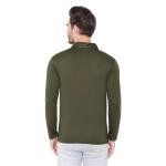 Men’s Cotton Blend Full Sleeve Polo Collar T-Shirt with Zip Neck – Dark Green & Olive