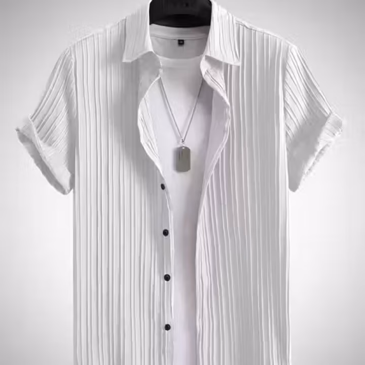 Men’s Premium Popcorn Cotton Short Sleeve Solid Shirt – Soft, Stretchable & Export Quality