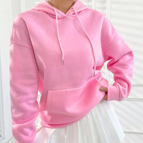 Women’s Pink Back-Printed Oversized Hoodie Sweatshirt – Cozy Winter Wear
