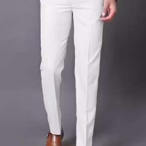 Men’s Regular Fit White Trousers – Cotton Blend Formal & Casual Pants | UrbanTraders