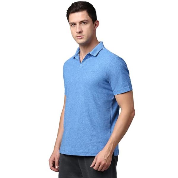 Men’s No-Button Performance Polo T-Shirt with UV Protection