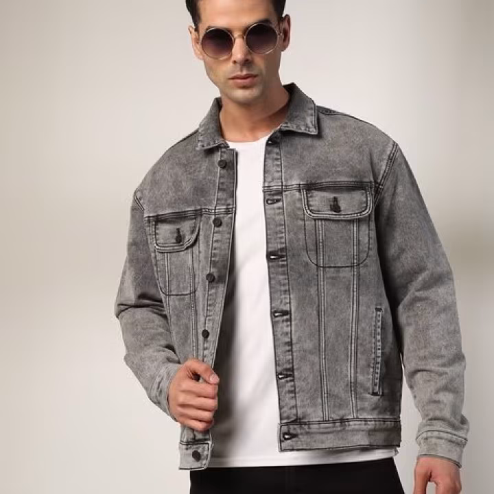 Men’s Washed Denim Jacket – Slim Fit Casual Stylish Outerwear