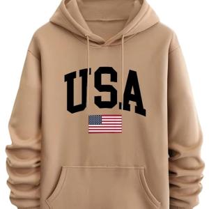 Men’s USA Print Hoodie | Full Sleeve Pullover with Kangaroo Pocket & Drawstring | UrbanTraders