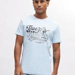 Men’s Blue Solid Cotton Round Neck Short Sleeve T-Shirt