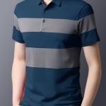 Men’s Polo Neck Regular Fit Half Sleeve Colorblocked T-Shirt – Soft, Breathable Teal Polycotton