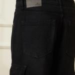 UrbanTraders Black Casual Loose Fit Pure Cotton Denim Cargo Pants – Utility Style Mid-Rise Clean Look
