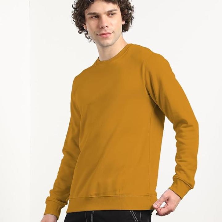 Men’s Premium Cotton Fleece Sweatshirt | Solid Regular Fit Winter Wear