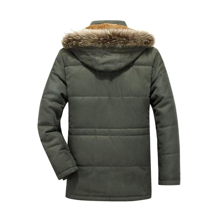 Men’s Winter Parka Coat with Fur Hood | Warm Down Jacket with Zipper & Pockets