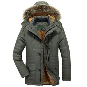Men’s Winter Parka Coat with Fur Hood | Warm Down Jacket with Zipper & Pockets
