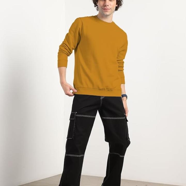 Men’s Premium Cotton Fleece Sweatshirt | Solid Regular Fit Winter Wear