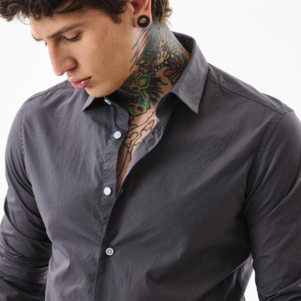 Core Lab Charcoal Grey Slim Fit Shirt for Men – 100% Cotton | Full Sleeves | Classic Plain Casual & Formal Wear