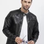 Men’s Premium Black Pure Leather Winter Jacket – Timeless Classic & Wind-Resistant