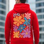 Men’s Premium Fleece Hooded Sweatshirt | Flower Print Hoodie | Full Sleeve Casual Wear