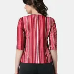 UrbanTraders Casual Women’s Pink Striped Printed Top | 3/4th Sleeves | Stylish Round Neck Top | Latest Trendy Tops for Women