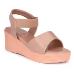 Women’s Comfortable Peach Sandals – Lightweight Synthetic Leather Casual Heeled Footwear