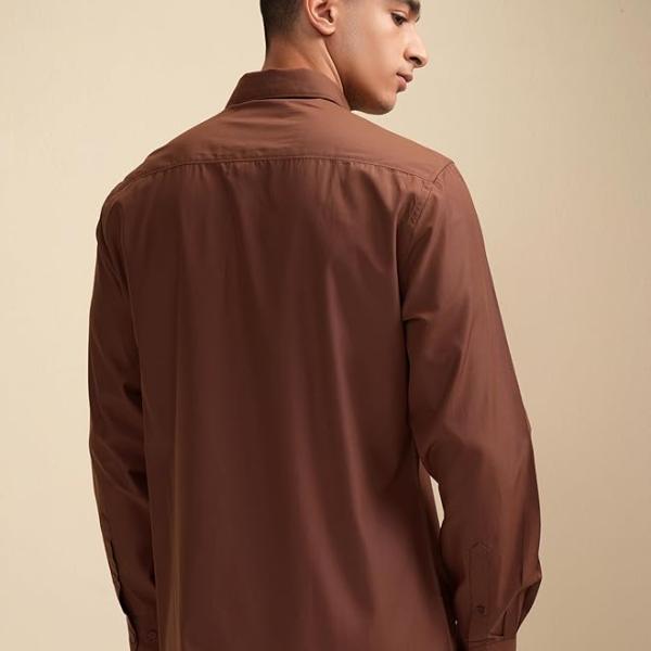 Men’s Solid Slim Fit Polycotton Shirt – Long Sleeves | Spread Collar | Formal & Casual Wear