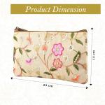 Traditional Embroidered Hand Purse Set for Women – 2 Pcs Floral Zip Pouch | Ethnic Ladies Wallet | Cream & Light Pink