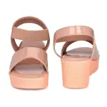 Women’s Comfortable Peach Sandals – Lightweight Synthetic Leather Casual Heeled Footwear
