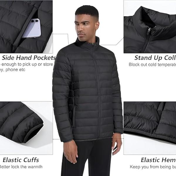 Men’s Premium Nylon Puffer Bomber Jacket – Winter Warm, Water-Resistant, Stylish Casual Biker Hoody
