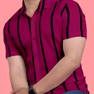 Happy Mode Men’s Regular Fit Striped Casual Shirt – Spread Collar, Short Sleeves & Trendy Daily Wear