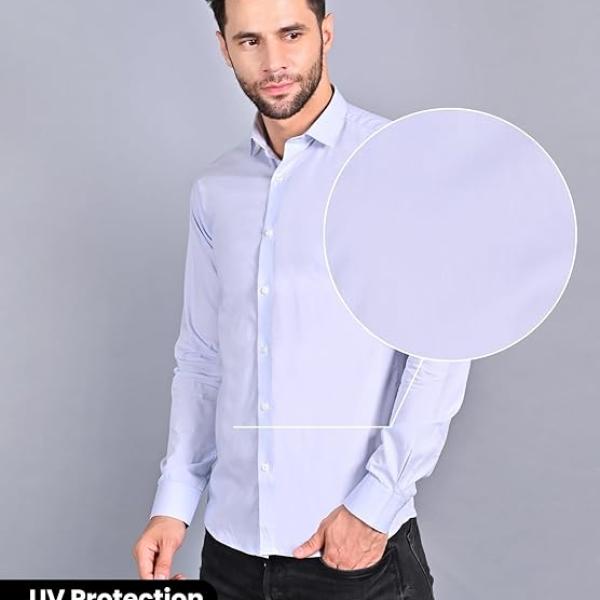 Men’s Organic Cotton Slim Fit Solid Casual Shirt – Full Sleeve, No Pocket, Button-Down Collar