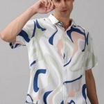 Men’s Half Sleeve Printed Relaxed Fit Casual Shirt – Revere Collar Summer & Beach Vacation Shirt