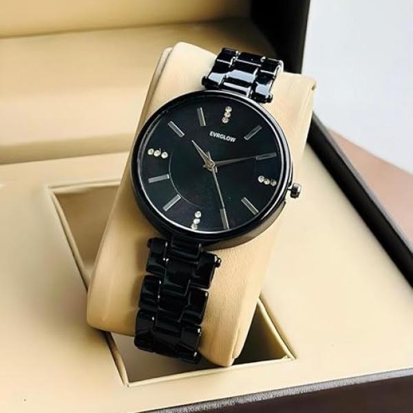 Women's Diamond-Studded Analogue Wrist Watch – Rosegold Bracelet Strap | Stylish Luxury Watch for Women & Girls