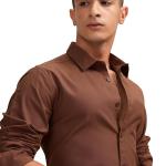 Men’s Solid Slim Fit Polycotton Shirt – Long Sleeves | Spread Collar | Formal & Casual Wear