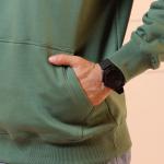 Olive Green Printed Cotton Fleece Hoodie for Men – Winter Wear Regular Fit