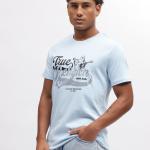 Men’s Blue Solid Cotton Round Neck Short Sleeve T-Shirt
