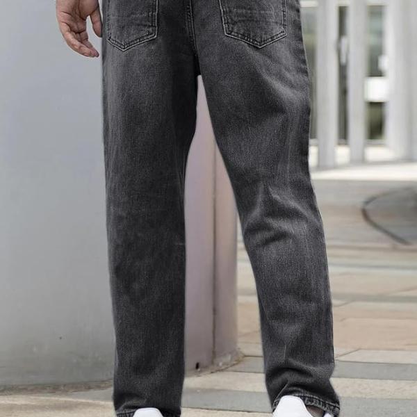 Men’s Straight Fit Mid-Rise Cotton Denim Jeans – Full Length, Casual Wear