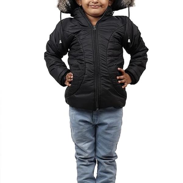 Girls Quilted Nylon Winter Hoodie Jacket – Full Sleeve Zip Closure | Jaykon