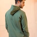 Olive Green Printed Cotton Fleece Hoodie for Men – Winter Wear Regular Fit