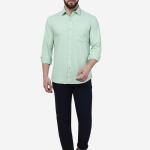 Pastel Green Solid Smart Fit Semi-Casual Men’s Shirt – 100% Cotton | UrbanTraders