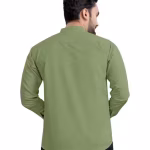 Men’s Olive Solid Cotton Blend Shirt | Full Sleeve Regular Fit Casual & Formal Wear