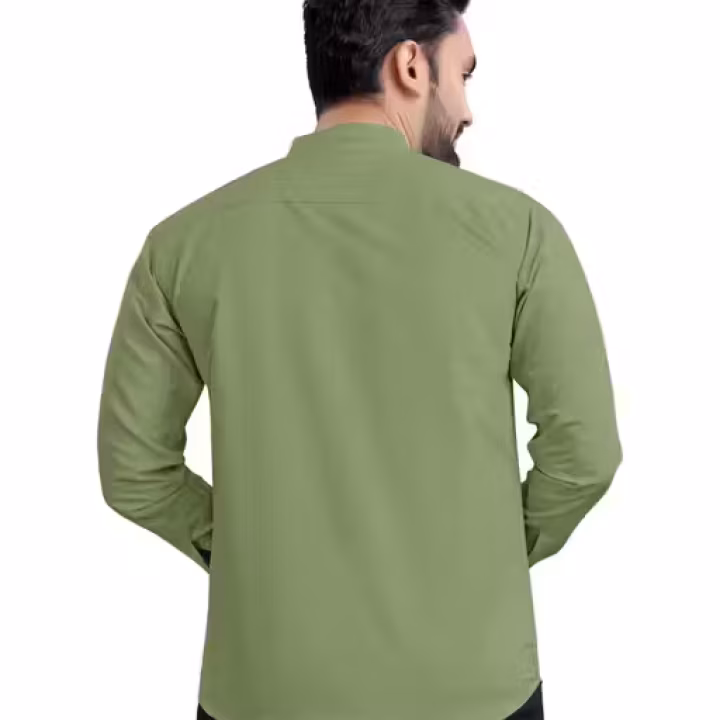 Men’s Olive Solid Cotton Blend Shirt | Full Sleeve Regular Fit Casual & Formal Wear