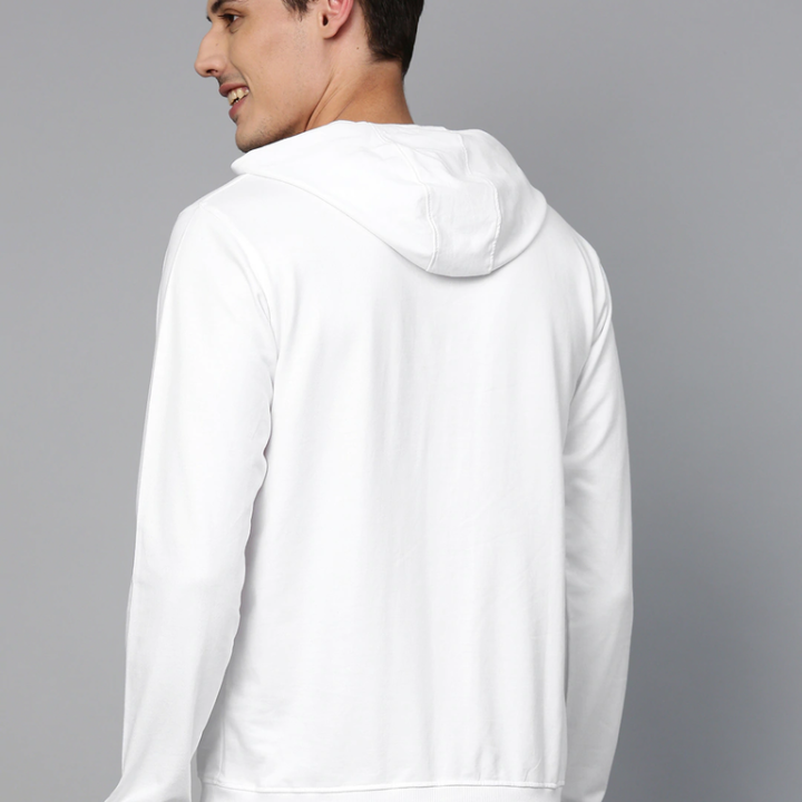 Men’s Premium White Cotton Hoodie with Kangaroo Pocket | Full Sleeve Winter Sweatshirt | UrbanTraders