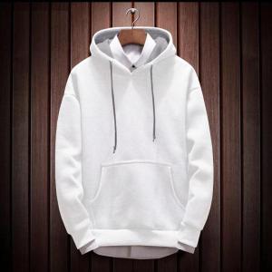 Men’s Premium White Cotton Hoodie with Kangaroo Pocket | Full Sleeve Winter Sweatshirt | UrbanTraders