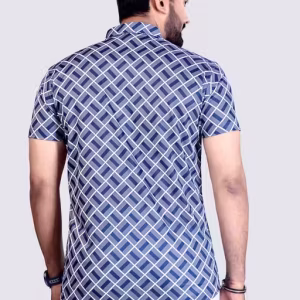 Men’s Slim Fit Printed Casual Shirt – Breathable Polyester, Short Sleeves | Office, Party & Daily Wear